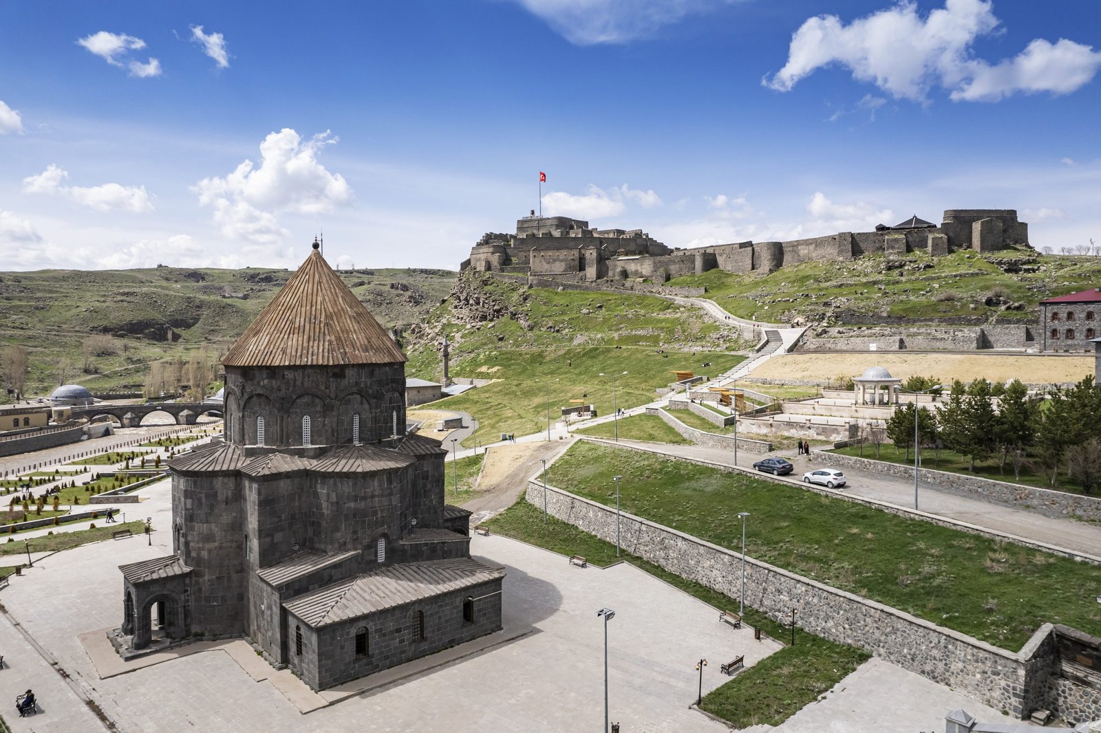 Eastern Anatolia, Turkey. Cityscape of the Kars town in Kars province